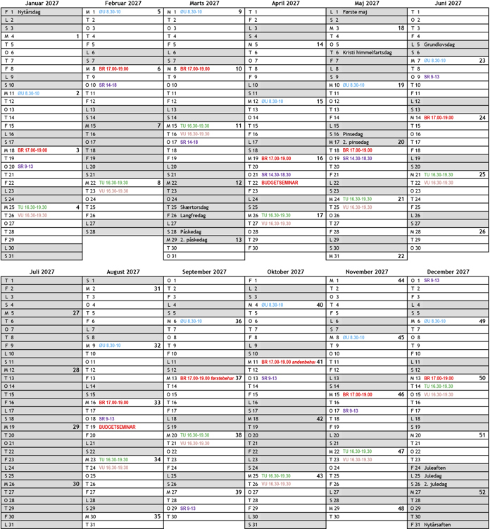 politisk kalender 2027